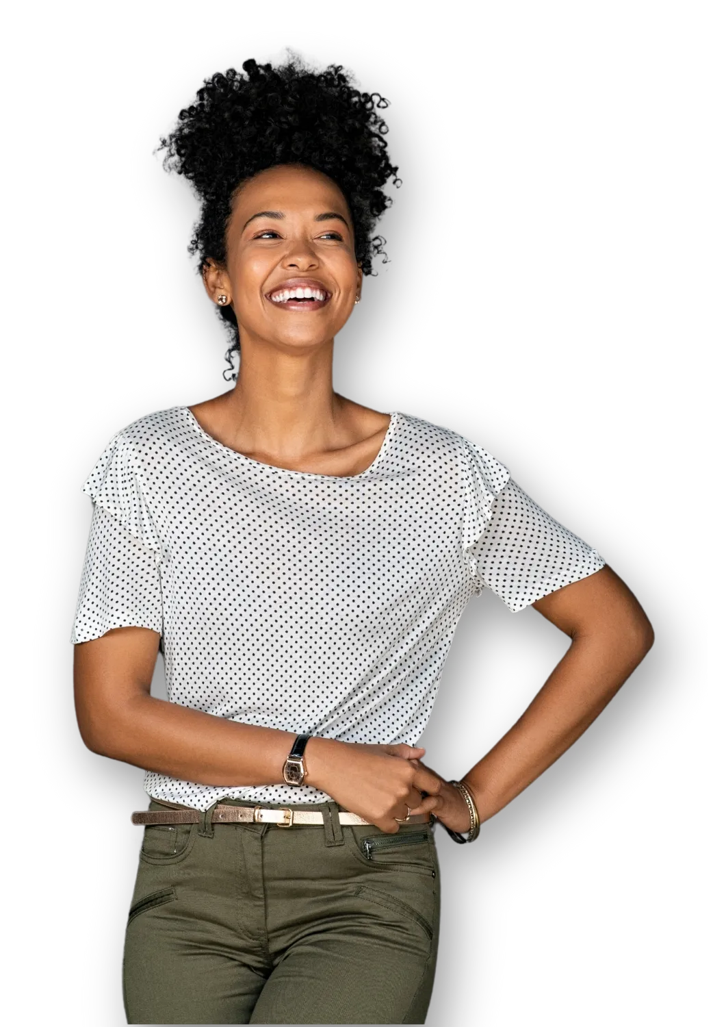 Femme avec un sac, stationnement confortable